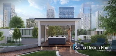 Pergola s tienením zipSCREEN v bielej farbe, s vírivkou Villeroy &amp; Boch